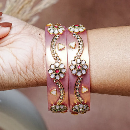 Premium Acrylic Kada Bangle for Women - Lightweight Glossy Finish (Pack of 2)