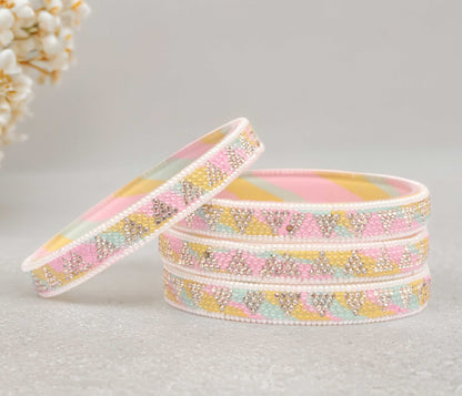 Handmade Multicolor Shade Glass Kada for Women & Girls (Pack of 4)