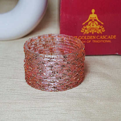 Designer Beads Work Glass Bangles for Women (Pack of 12 Bangle)