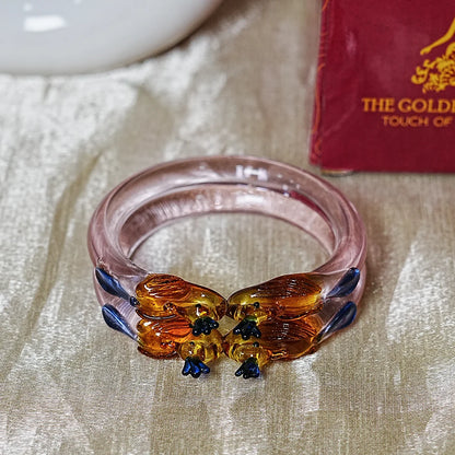 Traditional Peacock Design Glass Kada Bangle for Women & Girls (Pack of 2)