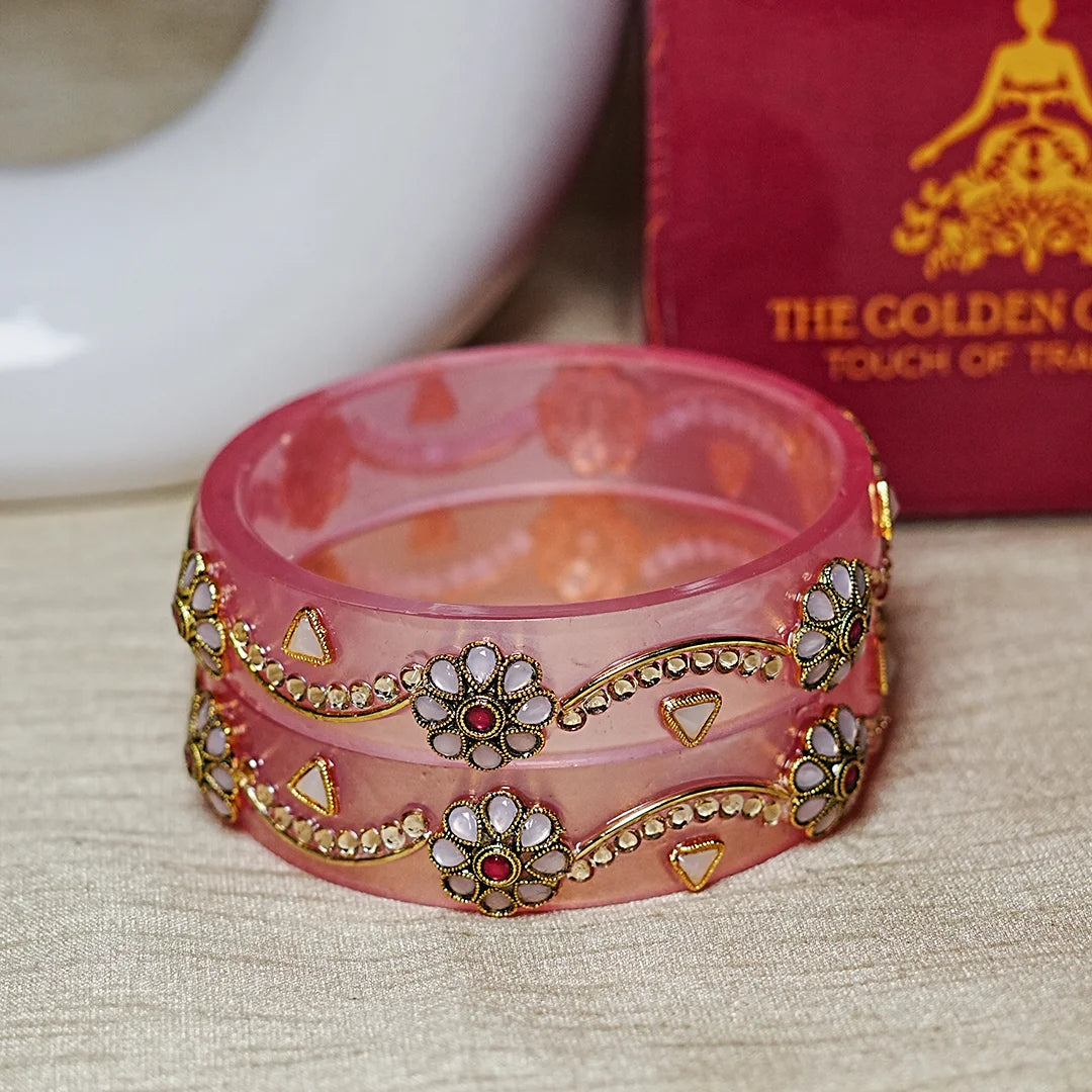 Premium Acrylic Kada Bangle for Women - Lightweight Glossy Finish (Pack of 2)