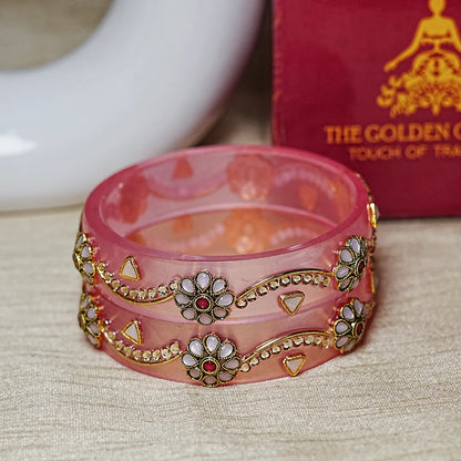 Premium Acrylic Kada Bangle for Women - Lightweight Glossy Finish (Pack of 2)