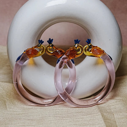 Traditional Peacock Design Glass Kada Bangle for Women & Girls (Pack of 2)