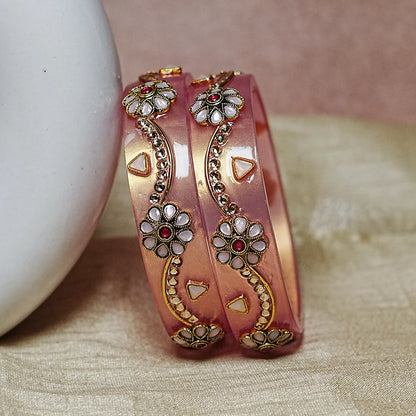 Premium Acrylic Kada Bangle for Women - Lightweight Glossy Finish (Pack of 2)