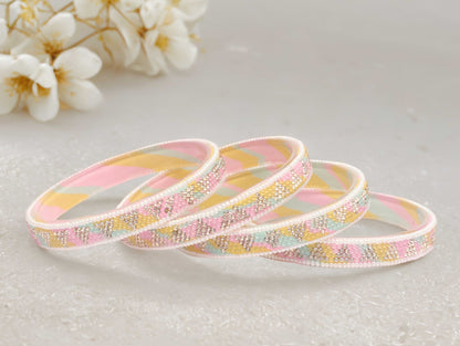 Handmade Multicolor Shade Glass Kada for Women & Girls (Pack of 4)