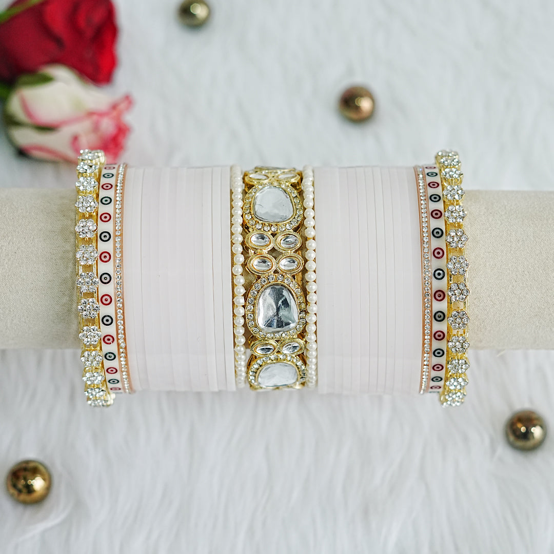 Traditional Pink Color Wedding Bridal Chura Set for Women (Both Hands)