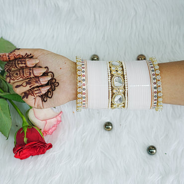 Traditional Pink Color Wedding Bridal Chura Set for Women (Both Hands)