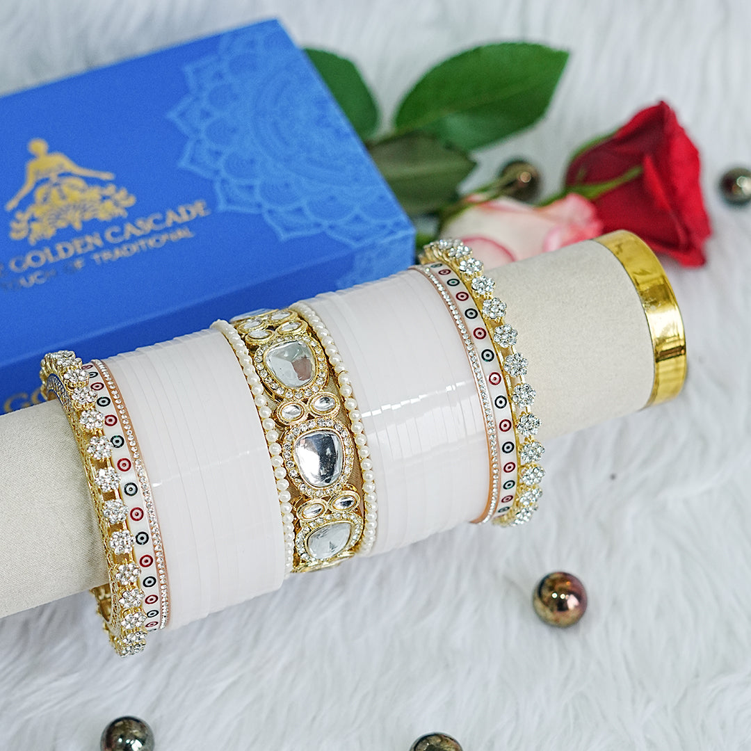 Traditional Pink Color Wedding Bridal Chura Set for Women (Both Hands)