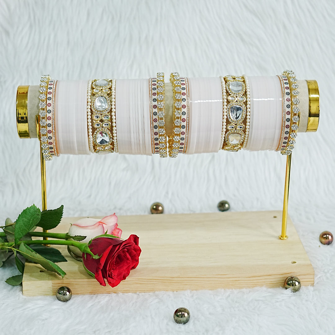 Traditional Pink Color Wedding Bridal Chura Set for Women (Both Hands)