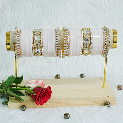 Traditional Pink Color Wedding Bridal Chura Set for Women (Both Hands)