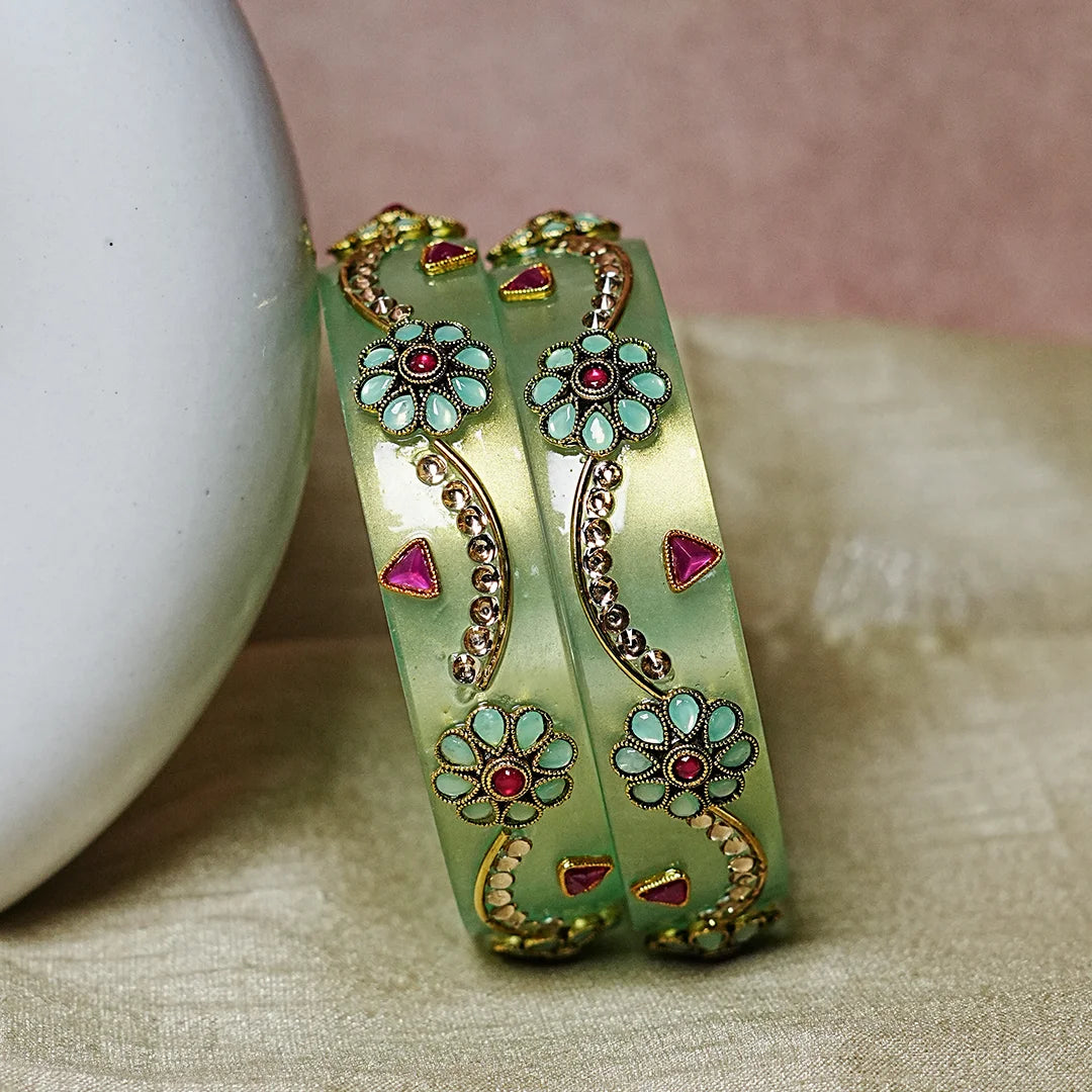 Premium Acrylic Kada Bangle for Women - Lightweight Glossy Finish (Pack of 2)