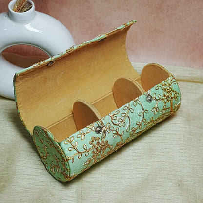 Handcrafted Embroidered Wooden Bangle Storage Box (3 Section)