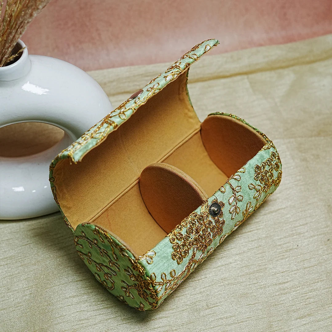 Embroidered Wooden Jewelry Storage Box for Bangles (2 Section)