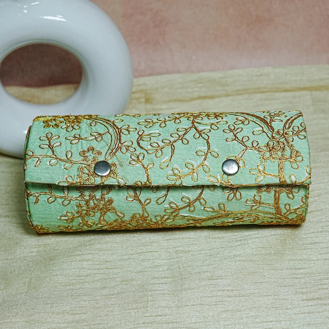 Handcrafted Embroidered Wooden Bangle Storage Box (3 Section)