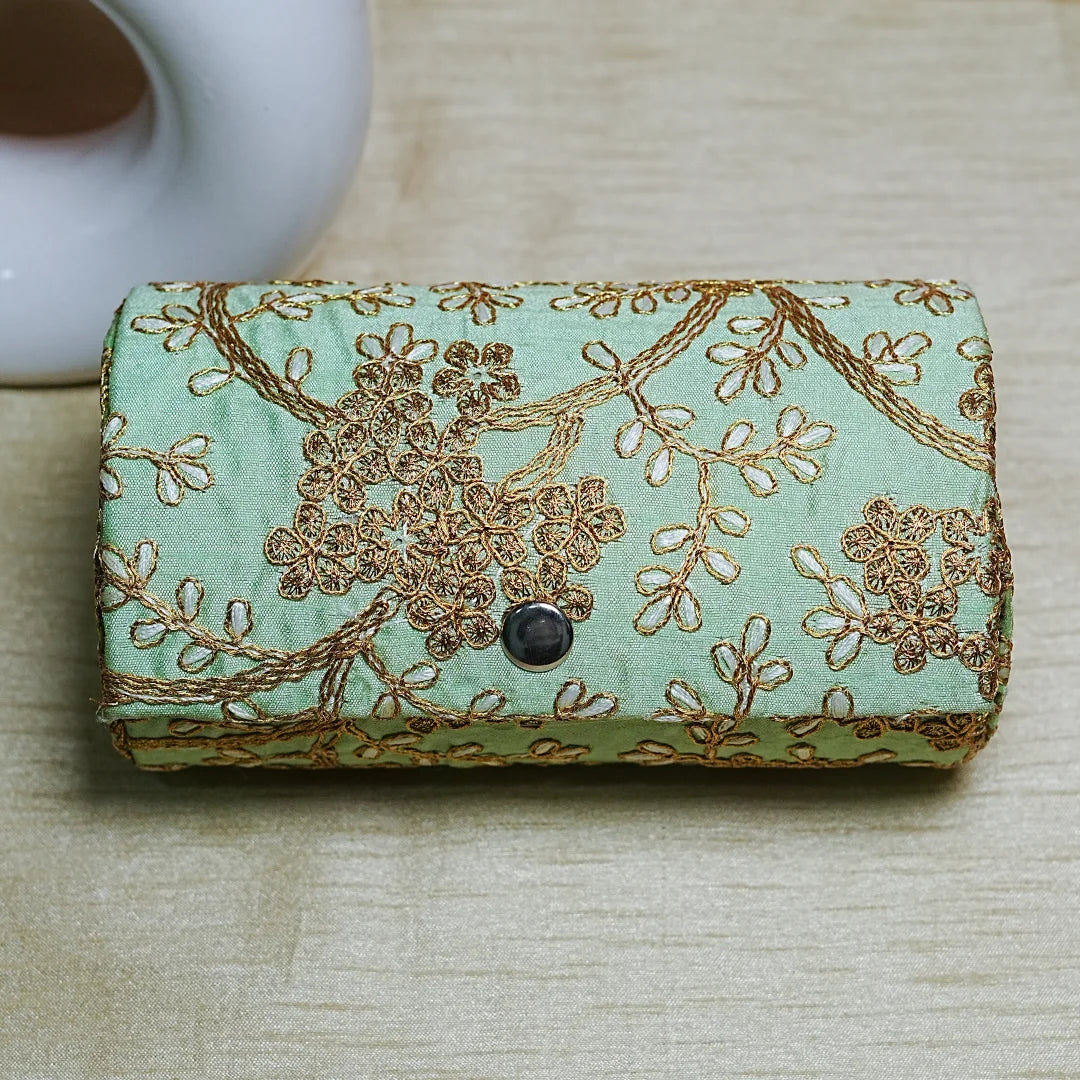 Embroidered Wooden Jewelry Storage Box for Bangles (2 Section)