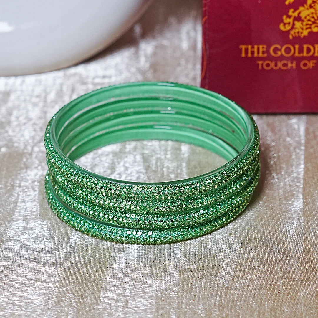 Handmade Designer Beads Work Glass Kada Bangles for Women & Girls (Pack of 4)