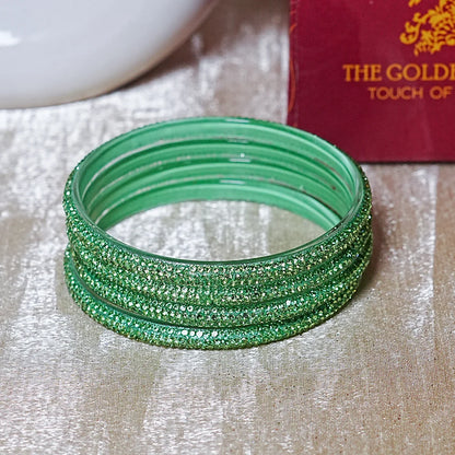 Handmade Designer Beads Work Glass Kada Bangles for Women & Girls (Pack of 4)