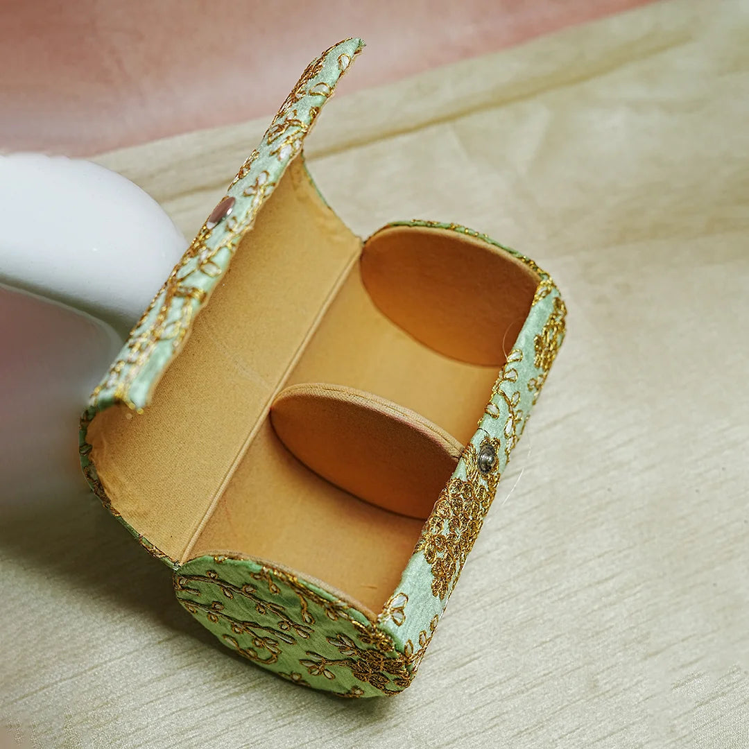 Embroidered Wooden Jewelry Storage Box for Bangles (2 Section)