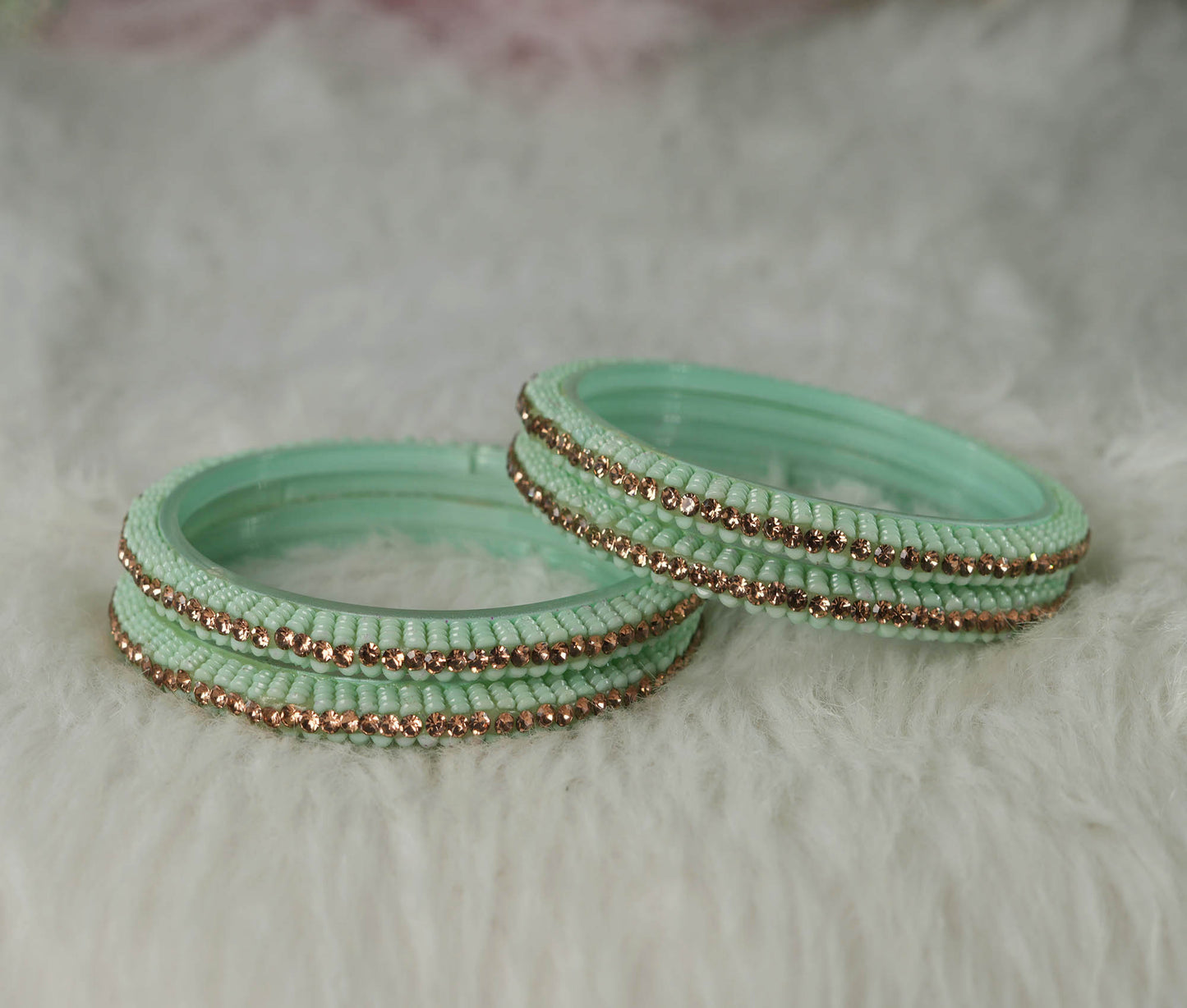 Glass Kada for Women & Girls Beads Studded Bangles for Ladies (Pack of 4 Kada)