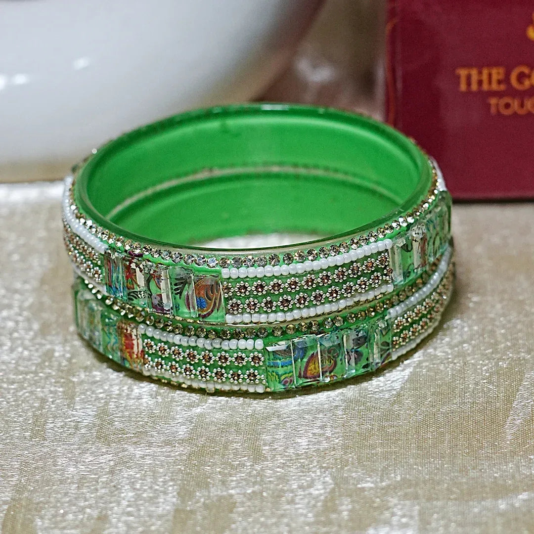 Women’s Glass Kada Bangles (Pack of 2) - The Golden Cascade