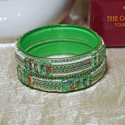 Women’s Glass Kada Bangles (Pack of 2) - The Golden Cascade