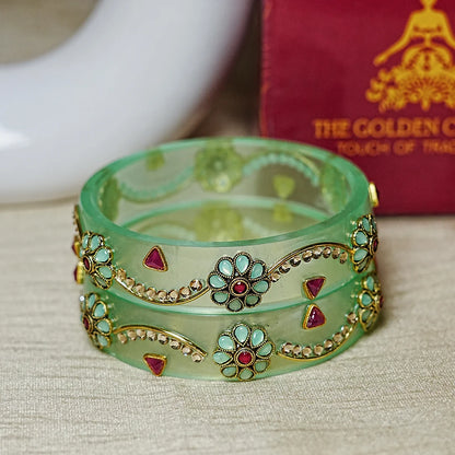 Premium Acrylic Kada Bangle for Women - Lightweight Glossy Finish (Pack of 2)