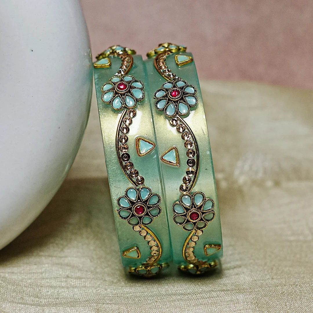 Premium Acrylic Kada Bangle for Women - Lightweight Glossy Finish (Pack of 2)