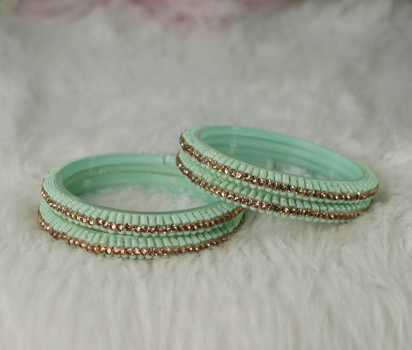 Glass Kada for Women & Girls Beads Studded Bangles for Ladies (Pack of 4 Kada)