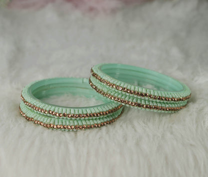 Glass Kada for Women & Girls Beads Studded Bangles for Ladies (Pack of 4 Kada)