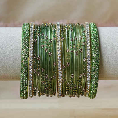 Women's Traditional Glass Bangles Set for Wedding (Both Hands)