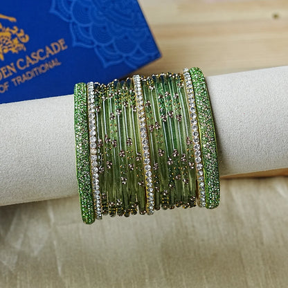 Women's Traditional Glass Bangles Set for Wedding (Both Hands)
