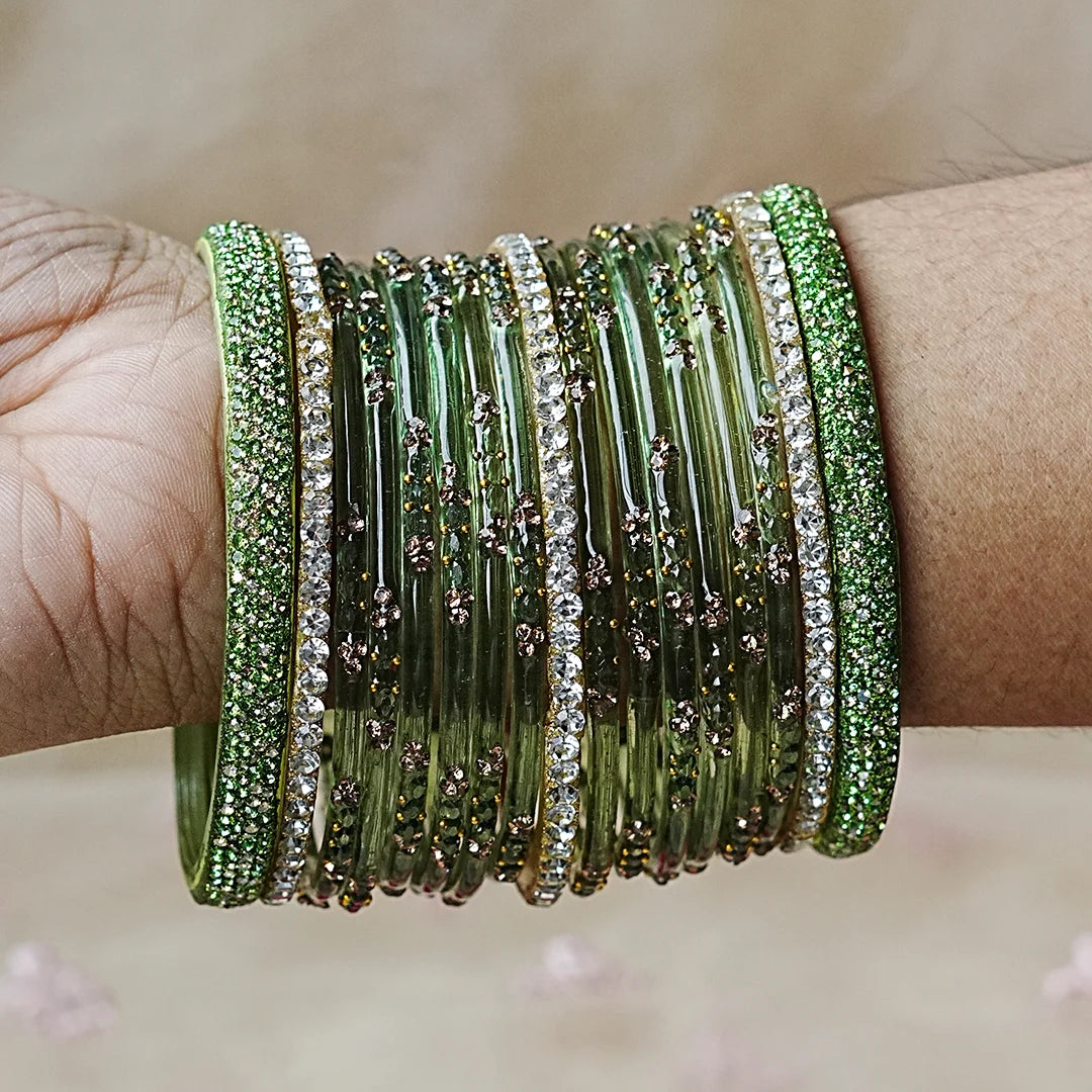 Women's Traditional Glass Bangles Set for Wedding (Both Hands)