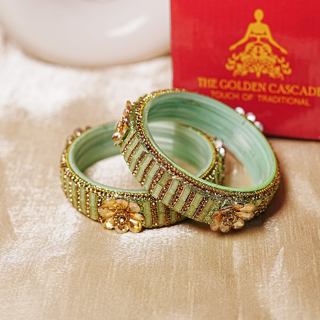 Glass Kada for Women & Girls – Elegant Flower Design (Pack of 2)