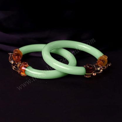 Multiple Color Elephant Design Glass Kada for Women & Girls (Pack of 2 Kada)
