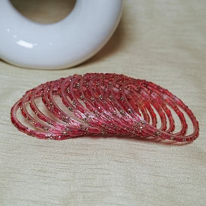 Designer Beads Work Glass Bangles for Women (Pack of 12 Bangle)