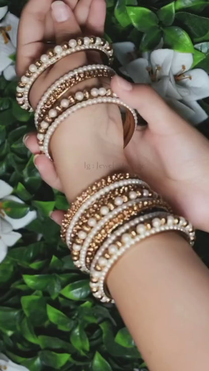 Traditional & Stylish Pearl Bangle Set for Women | Wedding, Festive & Party Wear