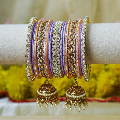 Designer Metal Bangles Set with Jhumki for Women (Both Hands)