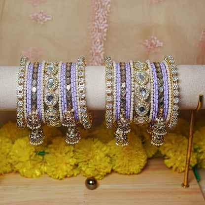 Traditional Bangles Set for Women & Girls | Kundan Work with Jhumki Latkan Kada