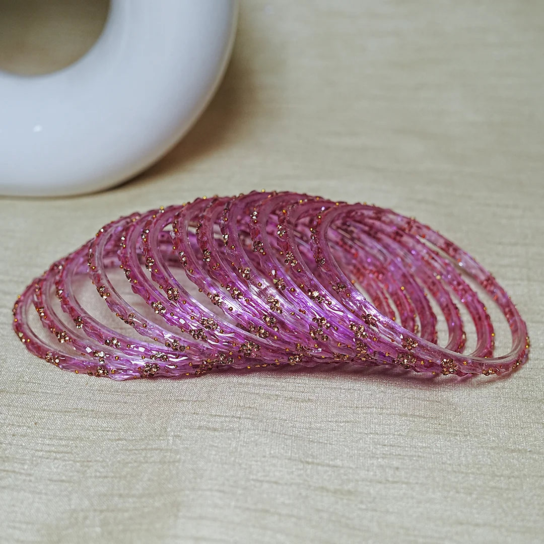 Designer Beads Work Glass Bangles for Women (Pack of 12 Bangle)