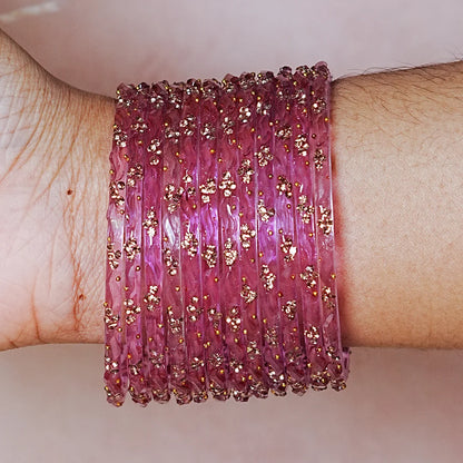Designer Beads Work Glass Bangles for Women (Pack of 12 Bangle)