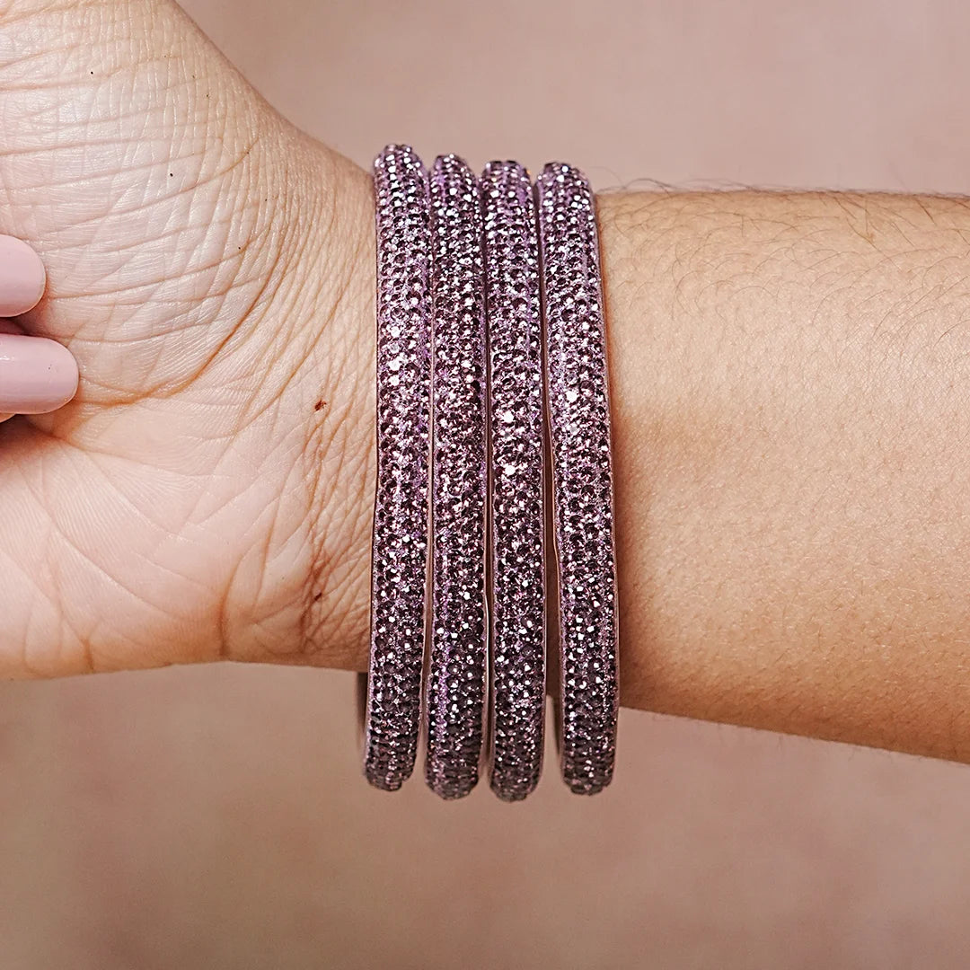 Handmade Designer Beads Work Glass Kada Bangles for Women & Girls (Pack of 4)