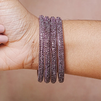 Handmade Designer Beads Work Glass Kada Bangles for Women & Girls (Pack of 4)