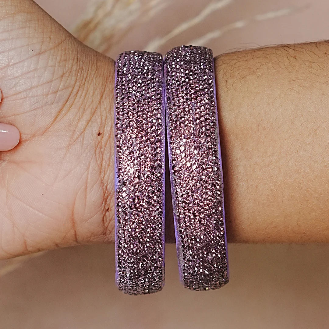 Luxury Glitter Glass Kada Bangles for Women & Girls (Pack of 2)