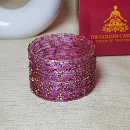 Designer Beads Work Glass Bangles for Women (Pack of 12 Bangle)