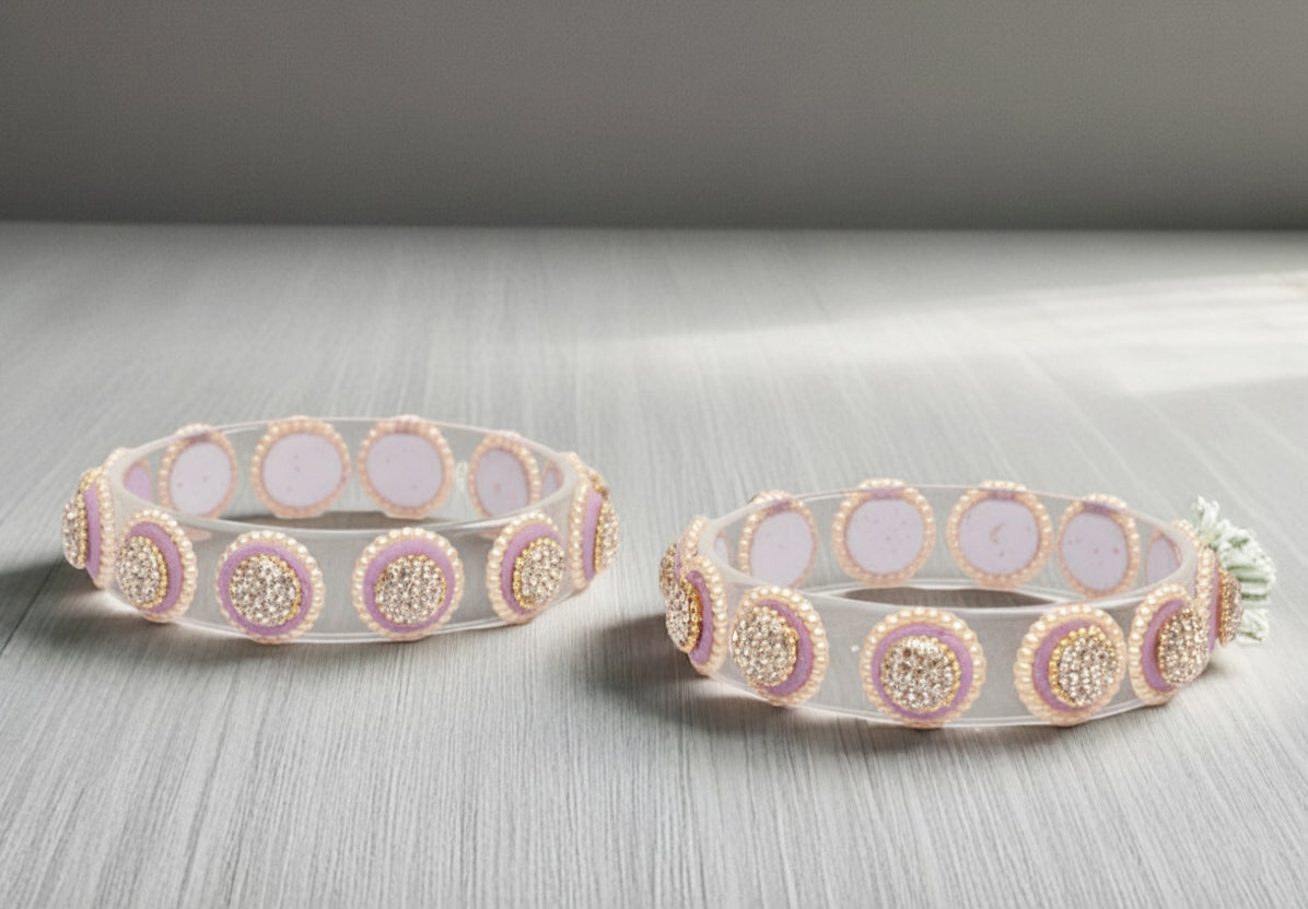 Stylish Transparent Glass Kada for Women & Girls – (Pack of 2)