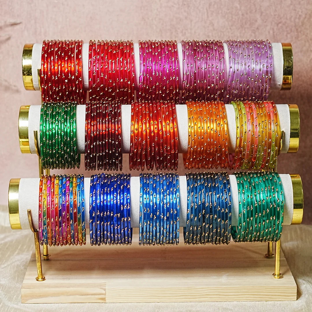 Traditional Lightweight Glass Bangles for Women (Pack of 12)