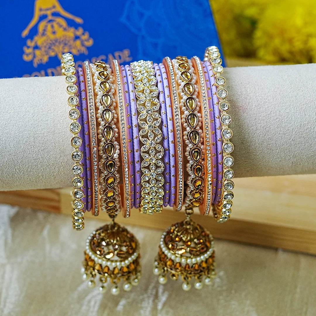 Designer Metal Bangles Set with Jhumki for Women (Both Hands)