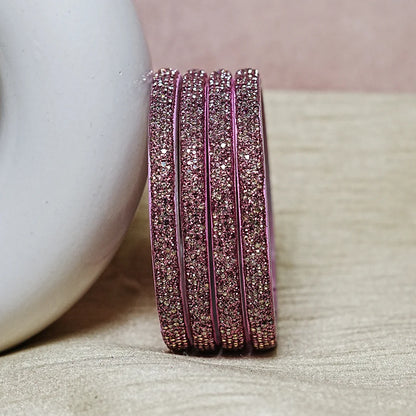 Handmade Beaded Work Glass Kada Bangles for Women & Girls (Pack of 4 Kada)