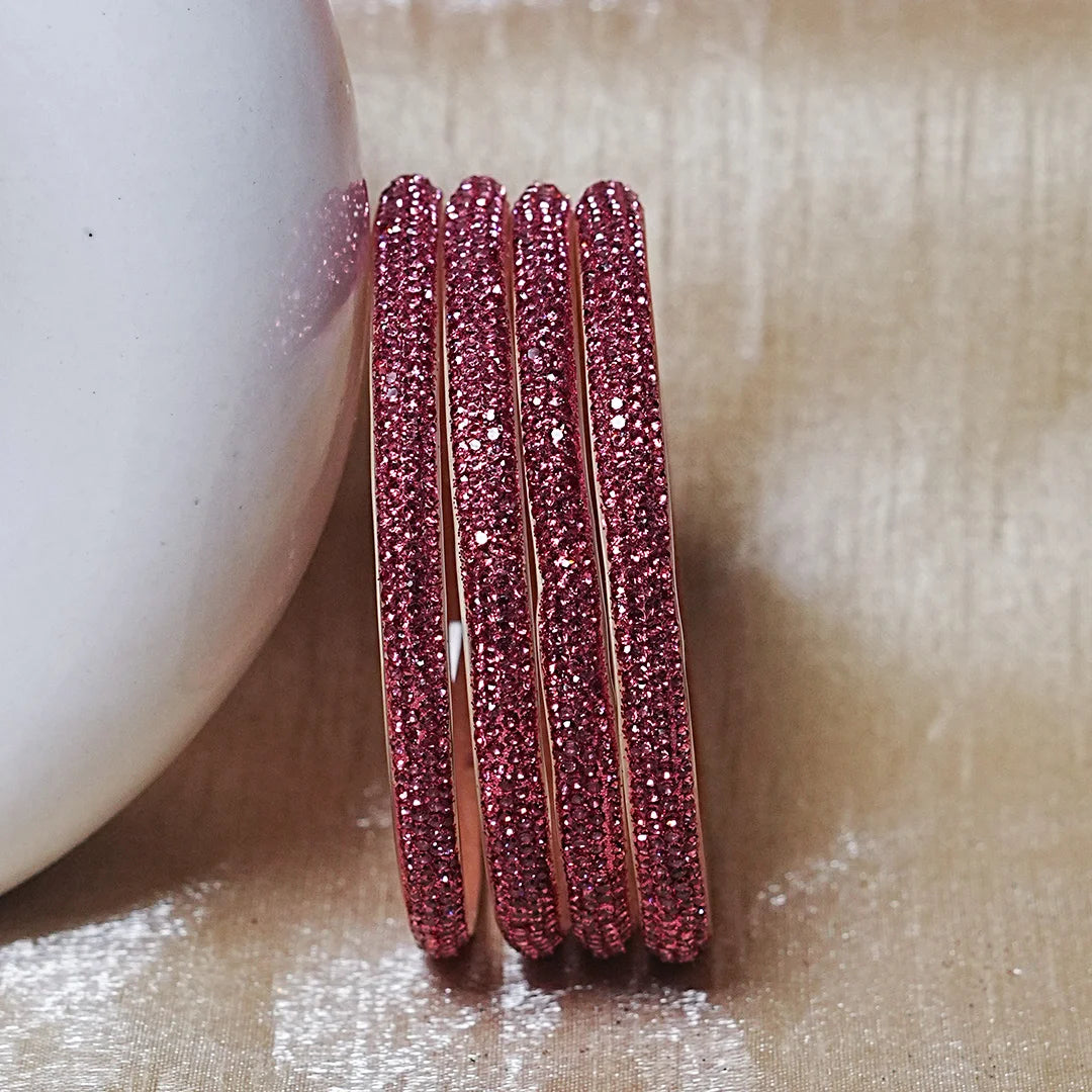 Handmade Designer Beads Work Glass Kada Bangles for Women & Girls (Pack of 4)