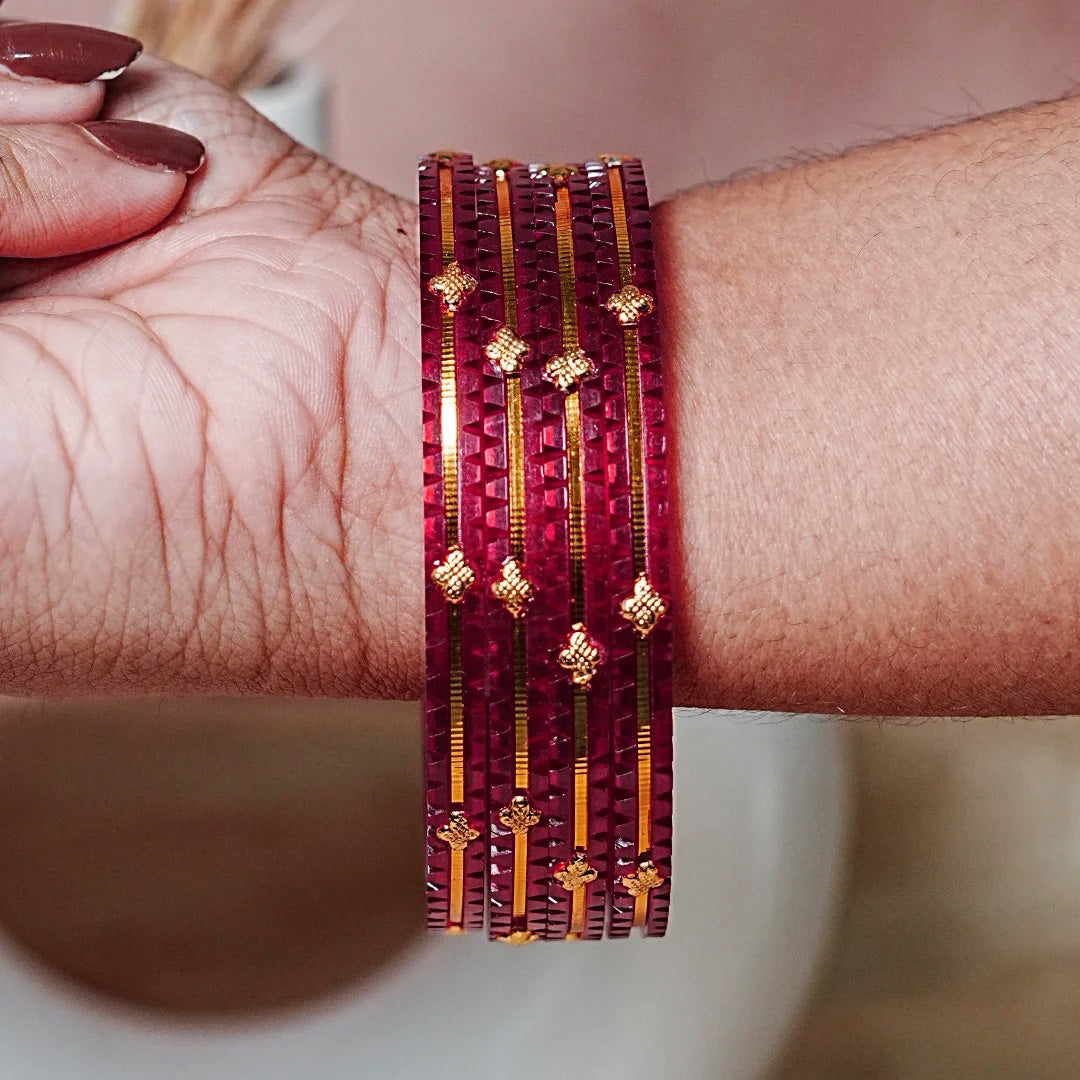 Premium Lightweight Acrylic Kada Bangles for Women (Pack of 4)